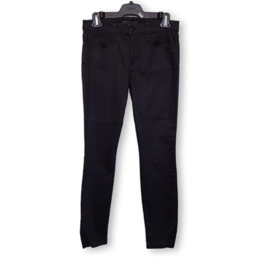 Joes Jeans Coated Skinny Denim Ankle Black Side Slits Lyneil Womens Size 27
